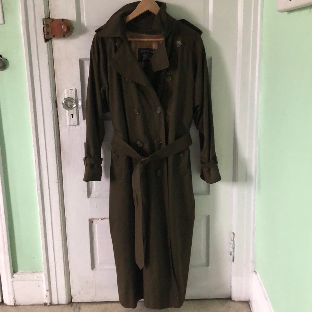 Vintage Burberry olive trench coat & wool liner